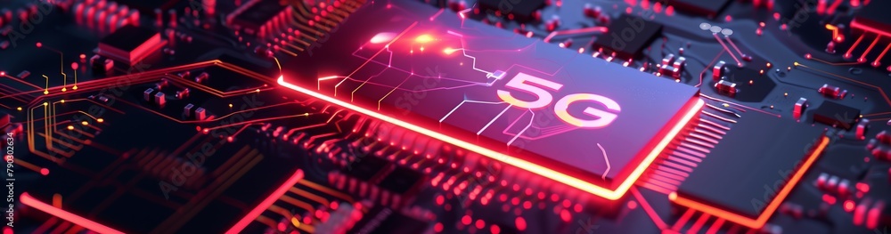 Aufkleber a detailed look at the electronic chip reveals the advanced technologies used in the fifth-generatio