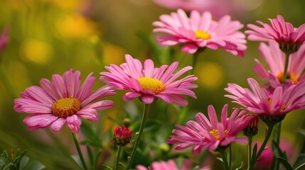 Obraz premium Pink Daisy Flowers in the Warmth of Spring