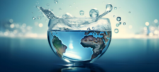 World Water Day concept with world in clean water