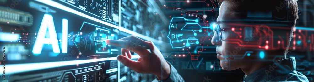 Poster this picture embodies the concept of cooperation between human and ai ai, where both parties use the