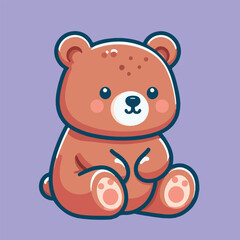 Cute bear sitting cartoon vector