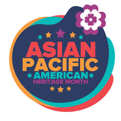 Naklejka premium Asian Pacific American Heritage Month. Celebrated in May. It celebrates the culture, traditions and history of Asian Americans and Pacific Islanders in the United States. Poster, card, banner. Vector