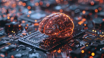concept of artificial intelligence chip with brain