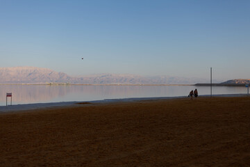 Fototapeta na wymiar Evening landscape of the Dead Sea shore