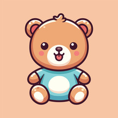 Cute bear sitting cartoon vector