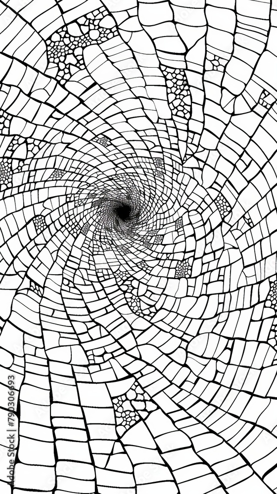Poster patterns: a coloring book page showcasing a complex mosaic pattern, with small