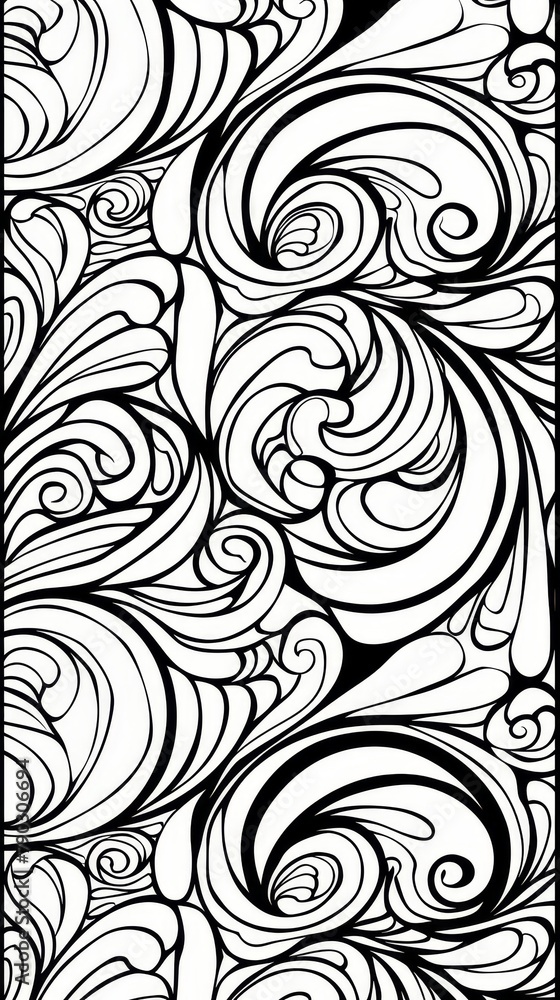 Poster patterns: a coloring book page showcasing a mesmerizing tessellation pattern, with repeating shapes 