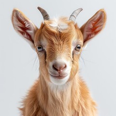 Obraz premium Portrait of a young goat on white background. Studio shot.