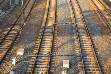 Fototapeta na wymiar The train railway, high angle