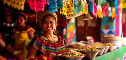Local women smiling while selling food at the Cinco de Mayo festival.