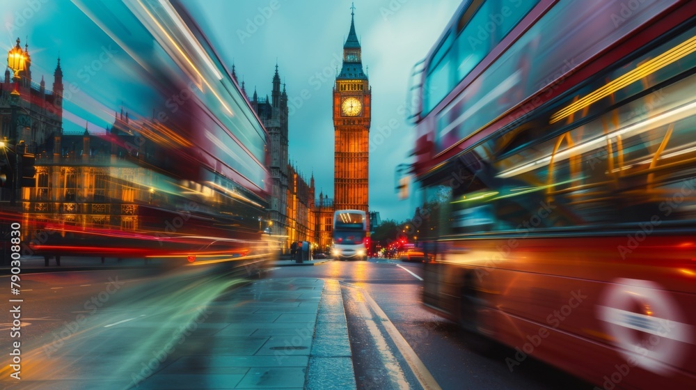 Poster abstract bokeh and motion blur effect in london city