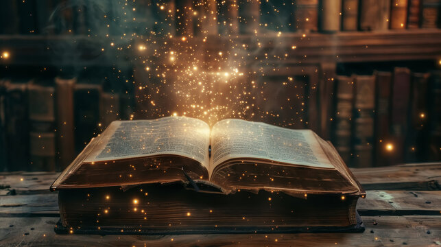 Magical Book with Shimmering Lights