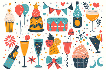 Vector with birthday elements (AI Generated) 