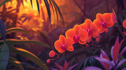 Sunset Orchid Glow - obrazy, fototapety, plakaty