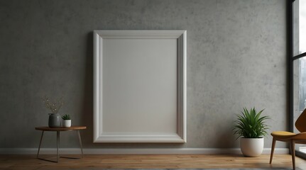 Frame mockup, ISO A paper size. Living room wall poster mockup.Empty Mock up Picture Frame,Interior mockup with house background. Modern interior design. 3D render