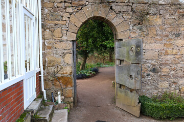 View of the garden from the garden gate in spring time