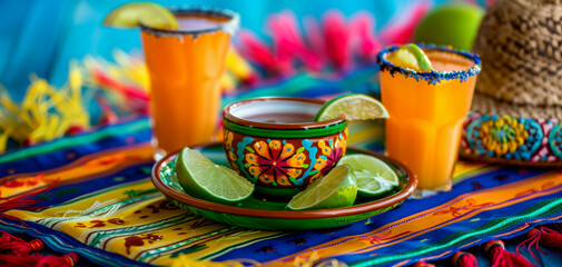 Beverages at the Cinco de Mayo festival are on the table.