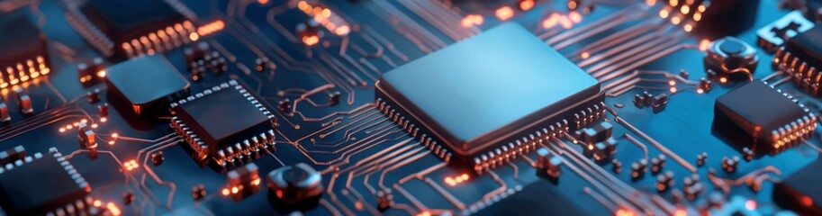 The image demonstrates the technical prowess of a processor on a chip, making it an indispensable component in modern computing systems. Wide Banner Format