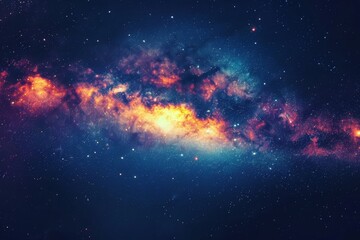 A vibrant and dynamic galaxy filled with colorful stars shining brightly against a dark backdrop, Cartoonish depiction of colorful Milky Way galaxy, AI Generated