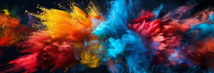 Burst of Colored Powder on Black Background
