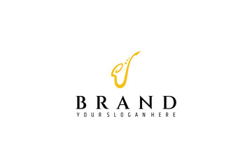 Minimalist saxophone logo concept in yellow color