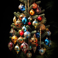 Candles flicker, casting a warm, inviting glow, while their gentle light reflects off the glass baubles adorning the tree. Ai Generated