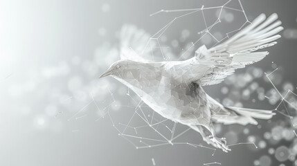 digital bird. Artificial intelligence concept. virtual reality - obrazy, fototapety, plakaty