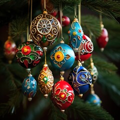 Candles flicker, casting a warm, inviting glow, while their gentle light reflects off the glass baubles adorning the tree. Ai Generated