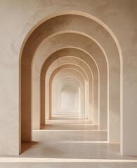 Hallway With Arches and Light at End