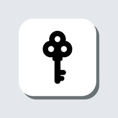 Key icon vector. Key sign symbol in trendy flat style. Key vector icon illustration in square isolated on gray background