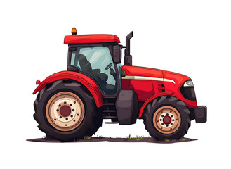 Obraz premium Detailed vector illustration of a green tractor with oversized tires parked on grass. Generative AI