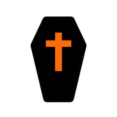Coffin icon vector graphics element silhouette sign symbol illustration on a Transparent Background