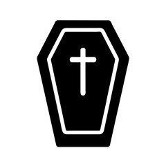 Coffin icon vector graphics element silhouette sign symbol illustration on a Transparent Background