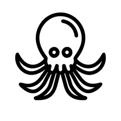 Octopus icon vector graphics element silhouette sign symbol illustration on a Transparent Background