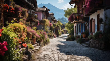 Ruelle charmante française avec ses pavés millénaire.