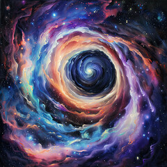 Luminous Galaxy Dance: Vibrant Optical Illusion - Space Background"