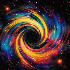 Luminous Galaxy Dance: Vibrant Optical Illusion - Space Background