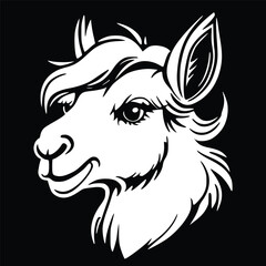 Adorable llama face design for kids' t-shirts. Vector illustration of a cute baby alpaca