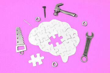 Brain Puzzle Completion with Miniature Tools
