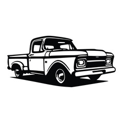 Vector illustration of a lifted dually truck isolated. Pickup truck vector, black vector of pickup truck