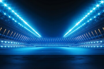 Abstract blue neon stadium background, neon blue background, background, stadium background, stage neon background, neon background, stadium, blue neon stadium