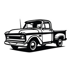 Vector illustration of a lifted dually truck isolated. Pickup truck vector, black vector of pickup truck