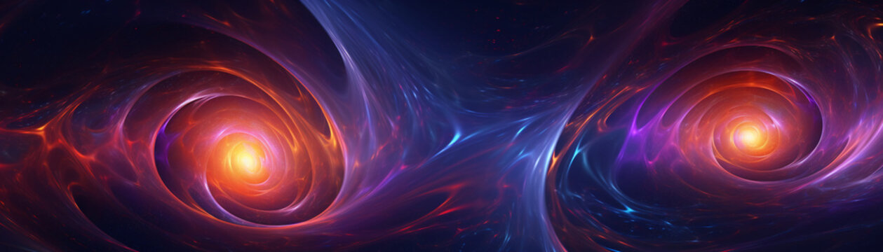 Conceptual illustration of a black holes gravitational pull affecting nearby stars, vibrant colors to depict intense energy fields