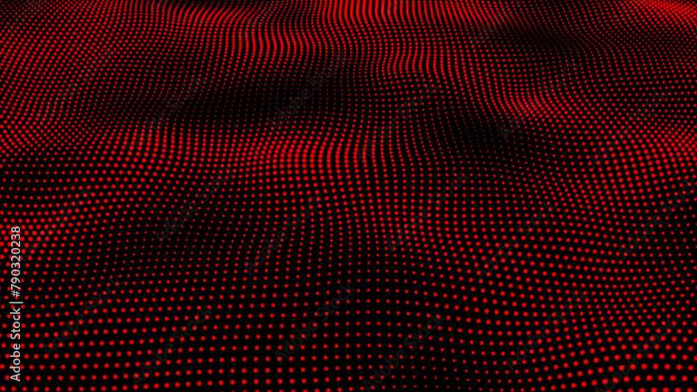 Poster abstract and technology red dots wave background. dot pattern with halftone effect. technology backg