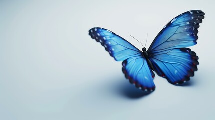 Fototapeta na wymiar Blue butterfly isolated on white background. 3d render. Beautiful colorful butterfly.