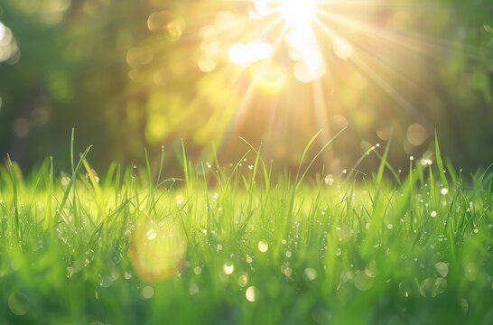 Sun Shining Brightly Through Green Grass