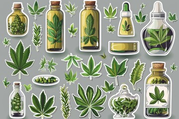 Medical Cannabis and Wild Plants: Exploring CBD Oil, Therapeutic Extracts, and Anti Inflammatory Benefits for Health and Beauty in Eco Friendly Practices - obrazy, fototapety, plakaty