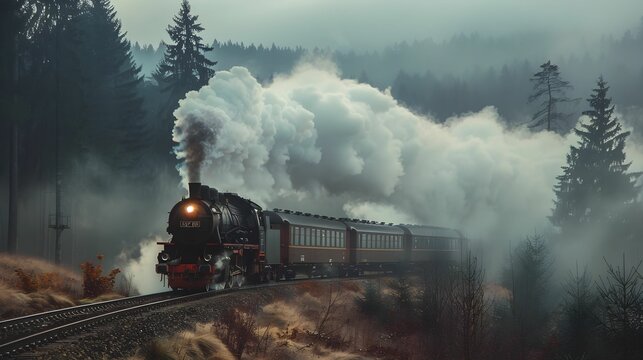 TRAIN IN THE FOREST WALLPAPER BACKGROUND