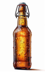 Beer bottle indoors image. AI generates it.