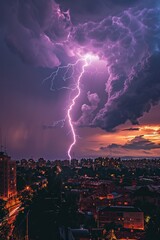 During a stormy night, a lightning rod's conductivity and environmental safety are crucial for protection - obrazy, fototapety, plakaty